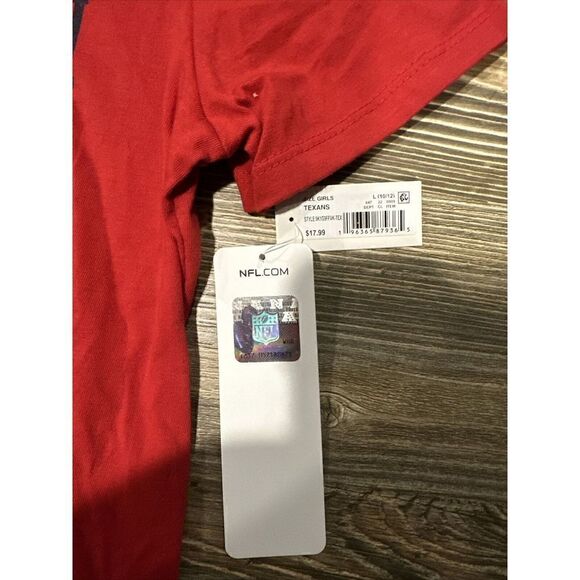 Houston Texans Girls T Shirt Size L(10/12) Red V Neck Tee NFL New. J - Picture 7 of 7
